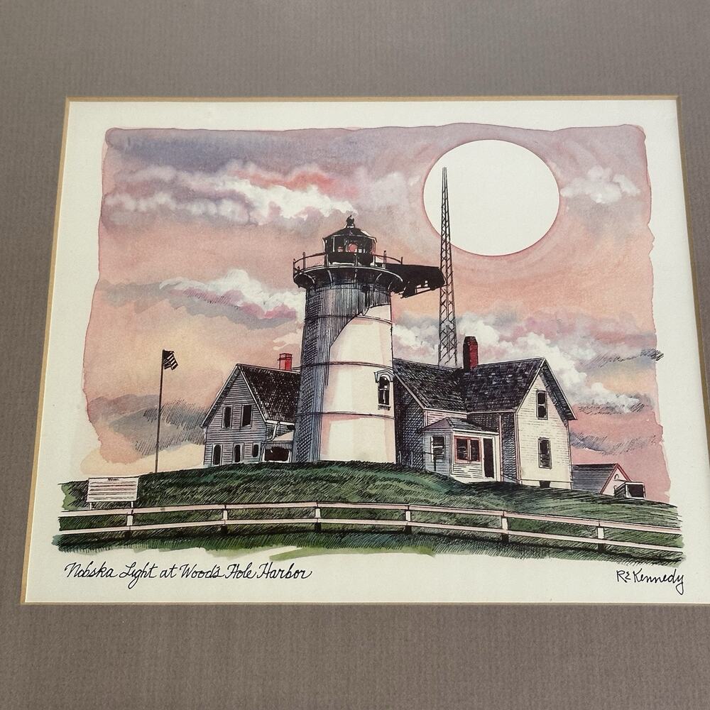Robert E Kennedy Nabska Light at Woods Hole Harbor Provincetown MA framed print